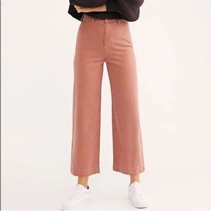 Free people high waisted cropped flare patty pants in terra cotta size 25